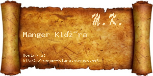 Manger Klára névjegykártya